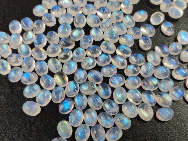 Natural Rainbow Moonstone 5×7 mm Oval Cabochon Flat Back – AA Quality Rainbow Moonstone Oval Cabochon 5x7mm