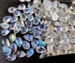 Natural Rainbow Moonstone 5×7 mm Pear Cabochon Flat Back – AA Quality Rainbow Moonstone Pear Cabochon 5x7mm