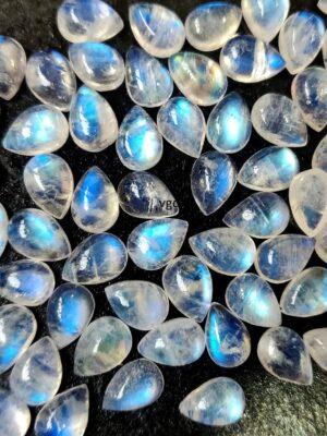Natural Rainbow Moonstone 3×5 mm Pear Cabochon Flat Back – AA Quality Rainbow Moonstone Pear Cabochon 3x5mm
