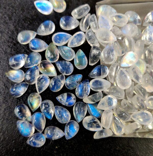 Natural Rainbow Moonstone 5×7 mm Pear Cabochon Flat Back – AA Quality Rainbow Moonstone Pear Cabochon 5x7mm