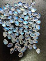 Natural Rainbow Moonstone 5×7 mm Pear Cabochon Flat Back – AA Quality Rainbow Moonstone Pear Cabochon 5x7mm