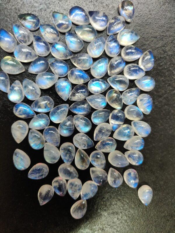 Natural Rainbow Moonstone 5×7 mm Pear Cabochon Flat Back – AA Quality Rainbow Moonstone Pear Cabochon 5x7mm