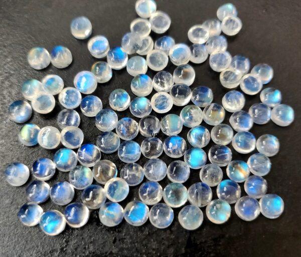 Natural Rainbow Moonstone 3 mm Round Cabochon Flat Back – AA Quality Rainbow Moonstone Round Cabochon 3mm