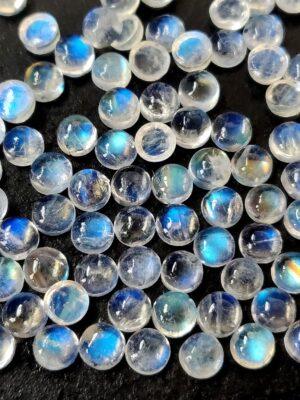 Natural Rainbow Moonstone 10 mm Round Cabochon Flat Back – AA Quality Rainbow Moonstone Round Cabochon 10mm