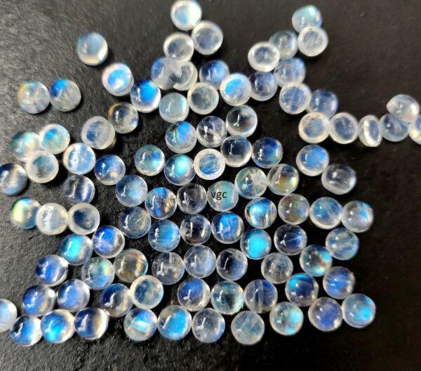 Natural Rainbow Moonstone 3 mm Round Cabochon Flat Back – AA Quality Rainbow Moonstone Round Cabochon 3mm