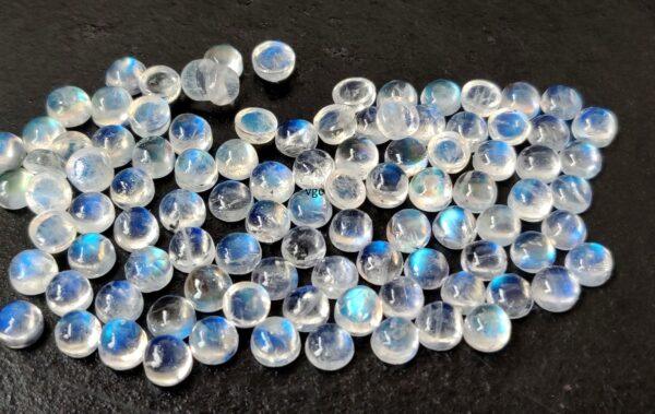 Natural Rainbow Moonstone 3 mm Round Cabochon Flat Back – AA Quality Rainbow Moonstone Round Cabochon 3mm