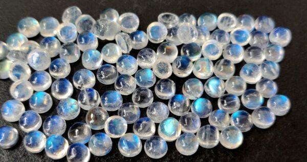 Natural Rainbow Moonstone 3 mm Round Cabochon Flat Back – AA Quality Rainbow Moonstone Round Cabochon 3mm