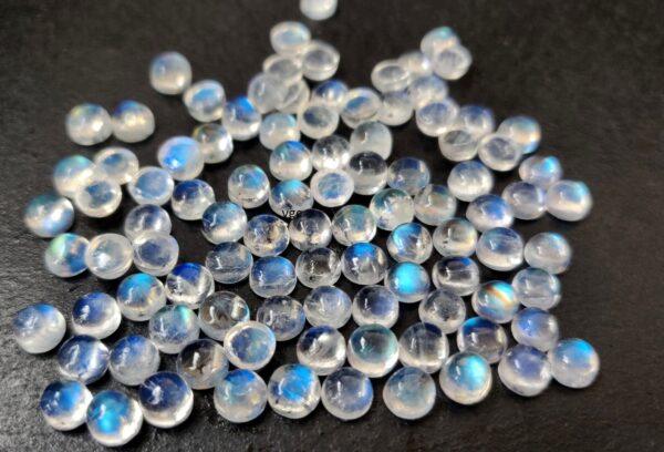 Natural Rainbow Moonstone 3 mm Round Cabochon Flat Back – AA Quality Rainbow Moonstone Round Cabochon 3mm