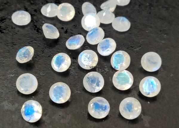 Natural Rainbow Moonstone 10 mm Round Cut Faceted – AA Quality Rainbow Moonstone Round Faceted 10mm