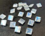 Natural Rainbow Moonstone 5 mm Square Cut Faceted – AA Quality Rainbow Moonstone Square Faceted 5mm