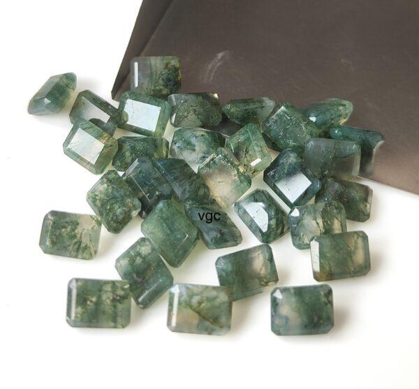 Natural Moss Agate 7×9 mm Octagon Cut Faceted – AAA Quality Moss Agate Octagon 7x9mm