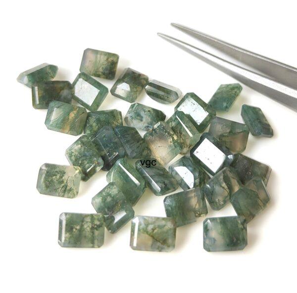 Natural Moss Agate 7×9 mm Octagon Cut Faceted – AAA Quality Moss Agate Octagon 7x9mm