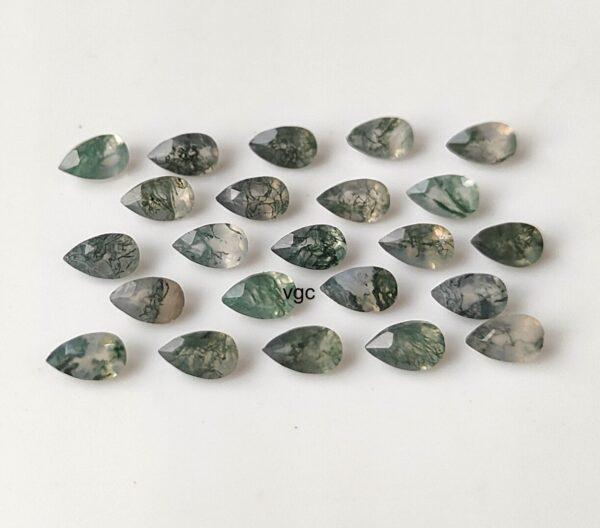 Natural Moss Agate 6×9 mm Pear Cut Faceted – AAA Quality Moss Agate Pear 6x9mm