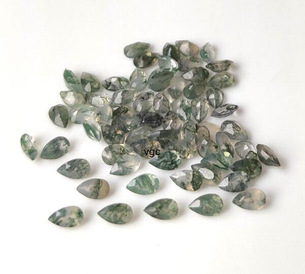 Natural Moss Agate 6×9 mm Pear Cut Faceted – AAA Quality Moss Agate Pear 6x9mm
