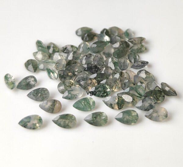 Natural Moss Agate 6×9 mm Pear Cut Faceted – AAA Quality Moss Agate Pear 6x9mm