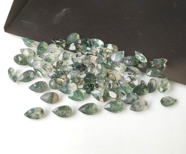 Natural Moss Agate 6×9 mm Pear Cut Faceted – AAA Quality Moss Agate Pear 6x9mm