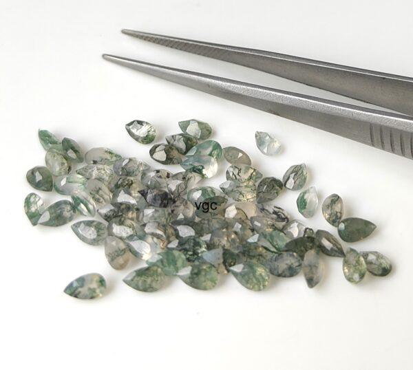 Natural Moss Agate 6×9 mm Pear Cut Faceted – AAA Quality Moss Agate Pear 6x9mm