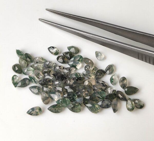Natural Moss Agate 6×9 mm Pear Cut Faceted – AAA Quality Moss Agate Pear 6x9mm