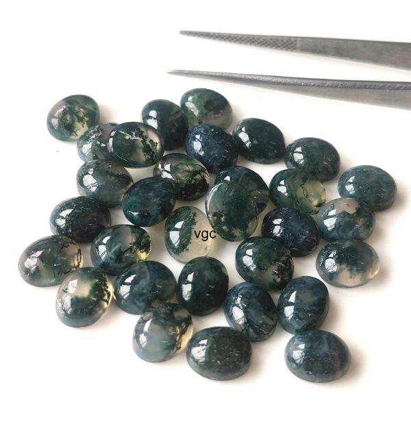 Natural Moss Agate 7×9 mm Oval Cabochon – AAA Quality Moss Agate Oval 7x9mm