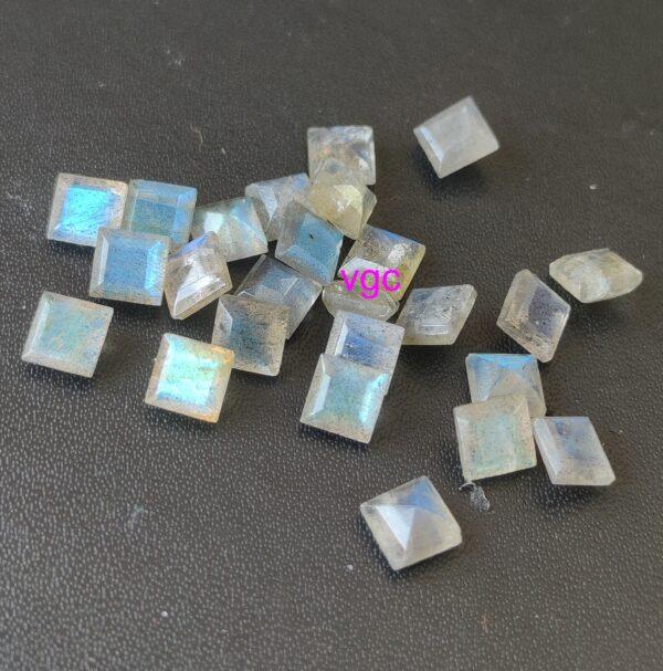 Natural Labradorite 7 mm Square Cut Faceted – AAA Quality Labradorite Square Faceted Cut 7mm