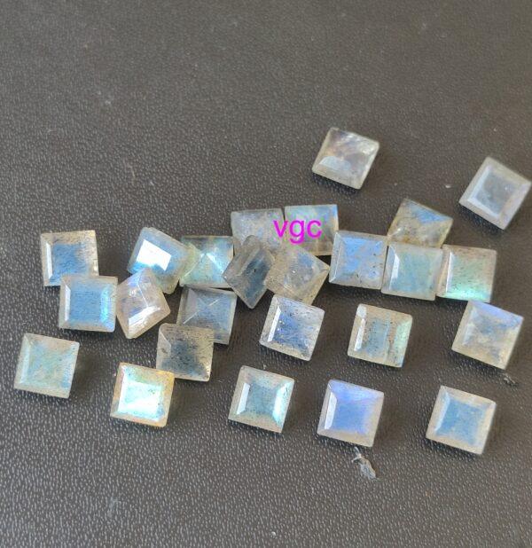 Natural Labradorite 7 mm Square Cut Faceted – AAA Quality Labradorite Square Faceted Cut 7mm