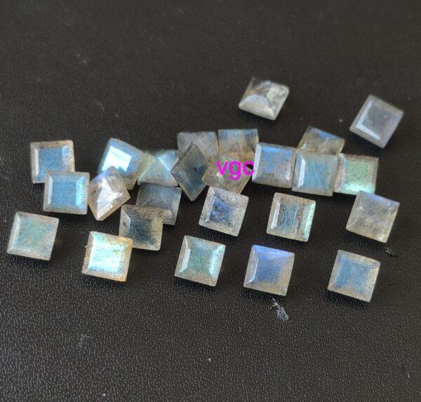 Natural Labradorite 7 mm Square Cut Faceted – AAA Quality Labradorite Square Faceted Cut 7mm
