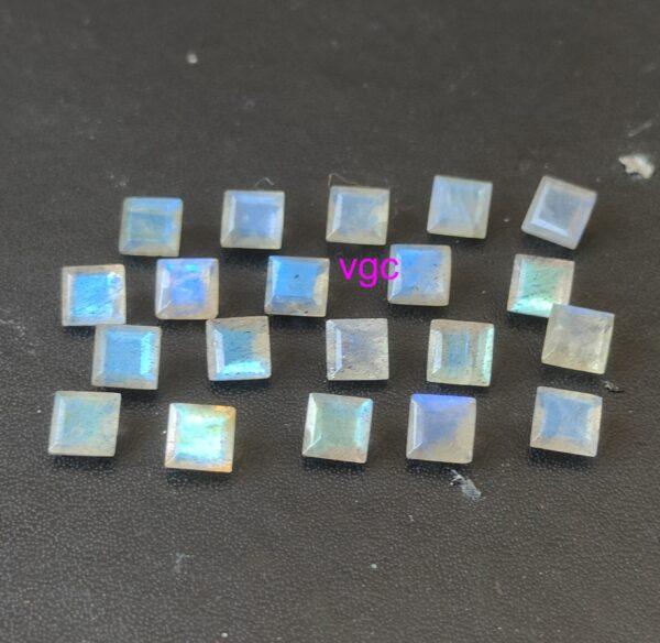 Natural Labradorite 7 mm Square Cut Faceted – AAA Quality Labradorite Square Faceted Cut 7mm
