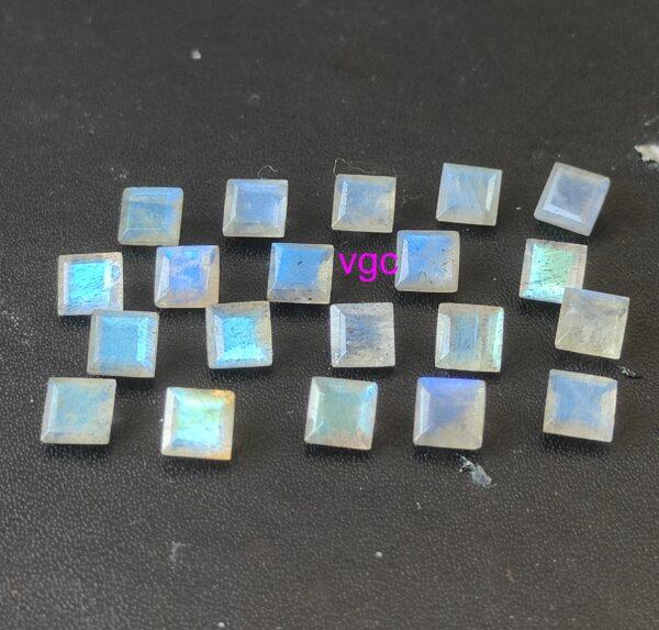 Natural Labradorite 7 mm Square Cut Faceted – AAA Quality Labradorite Square Faceted Cut 7mm