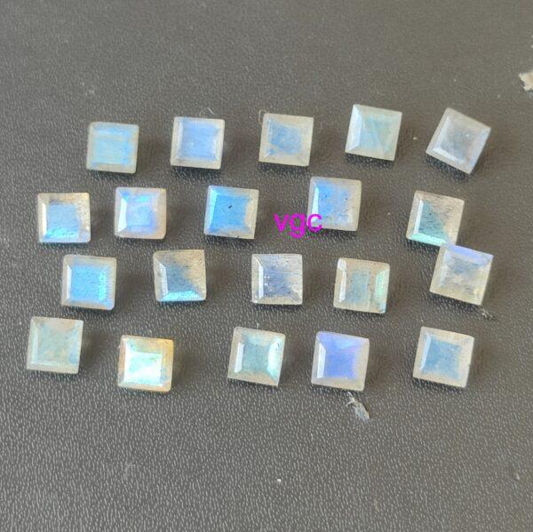 Natural Labradorite 7 mm Square Cut Faceted – AAA Quality Labradorite Square Faceted Cut 7mm