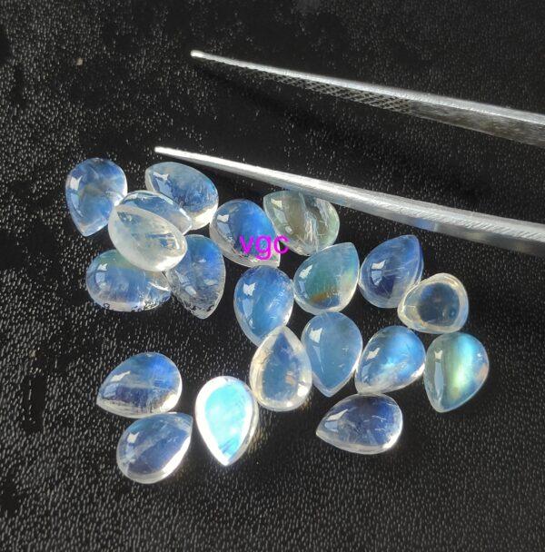 Natural Rainbow Moonstone 3×5 mm Pear Cabochon Flat Back – AAA Quality Rainbow Moonstone Pear 3x5mm