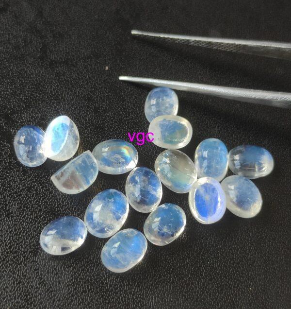 Natural Rainbow Moonstone 5×7 mm Oval Cabochon Flat Back – AAA Quality Rainbow Moonstone Oval 5x7mm