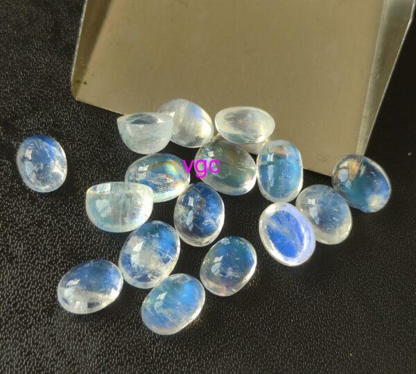 Natural Rainbow Moonstone 5×7 mm Oval Cabochon Flat Back – AAA Quality Rainbow Moonstone Oval 5x7mm