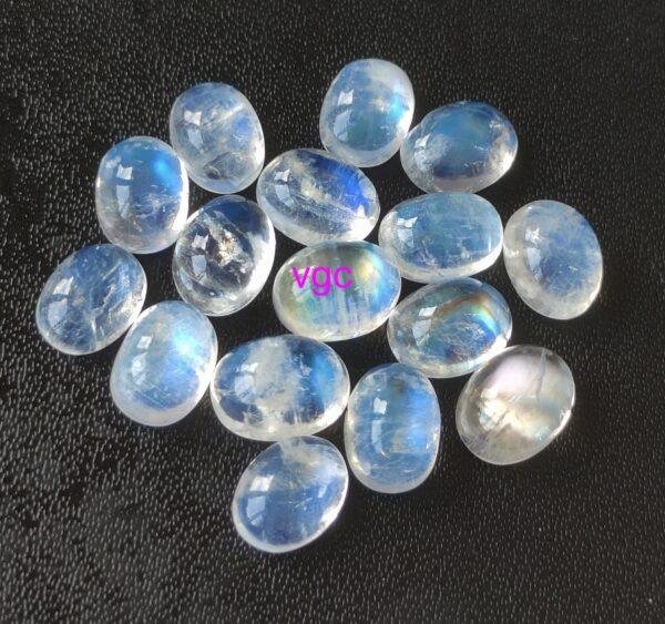 Natural Rainbow Moonstone 5×7 mm Oval Cabochon Flat Back – AAA Quality Rainbow Moonstone Oval 5x7mm