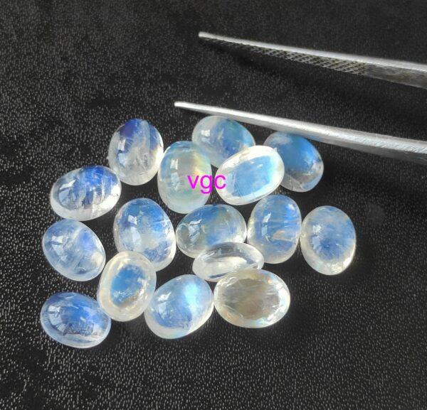 Natural Rainbow Moonstone 5×7 mm Oval Cabochon Flat Back – AAA Quality Rainbow Moonstone Oval 5x7mm