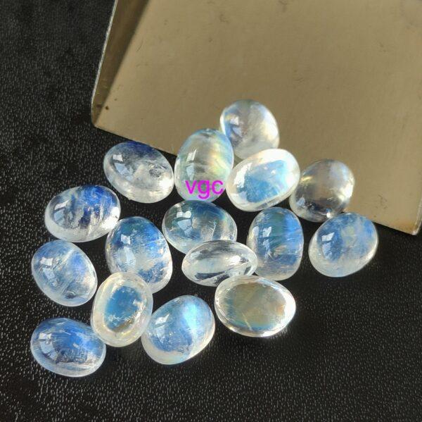 Natural Rainbow Moonstone 5×7 mm Oval Cabochon Flat Back – AAA Quality Rainbow Moonstone Oval 5x7mm