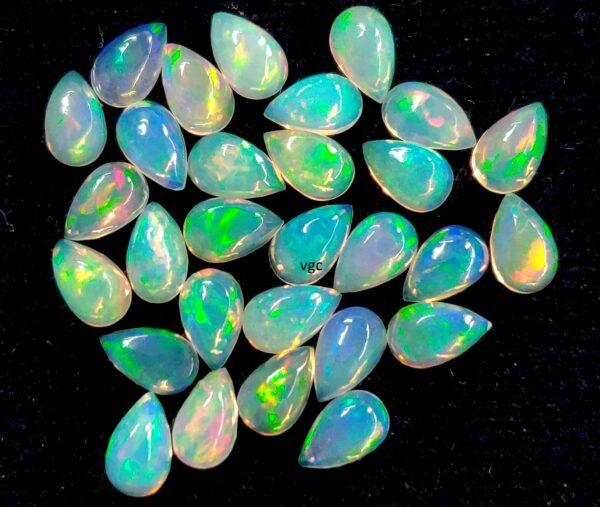 Natural Super Top Multifire Ethiopian Opal 5×7 mm Pear Cabochon – AAA Quality Ethiopian Opal Pear 5x7mm