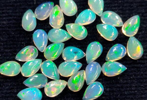 Natural Super Top Multifire Ethiopian Opal 5×7 mm Pear Cabochon – AAA Quality Ethiopian Opal Pear 5x7mm