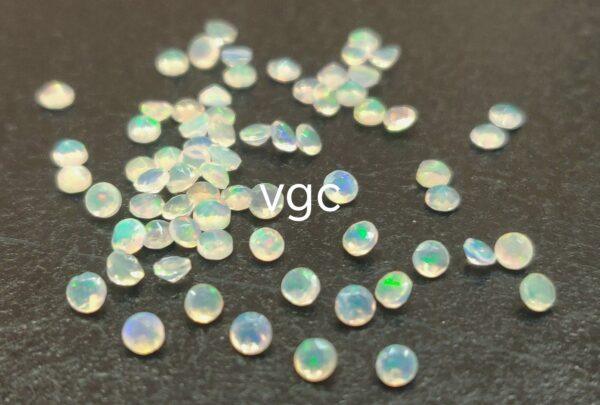 Natural Super Top Multifire Ethiopian Opal 2 mm Round Cut Faceted – AAA Quality Ethiopian Opal Round 2mm