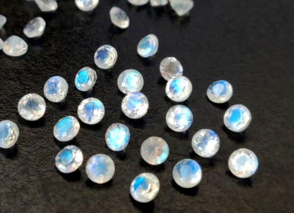 Natural Rainbow Moonstone 2 mm Round Cut Faceted – AAA Quality Rainbow Moonstone Round 2mm