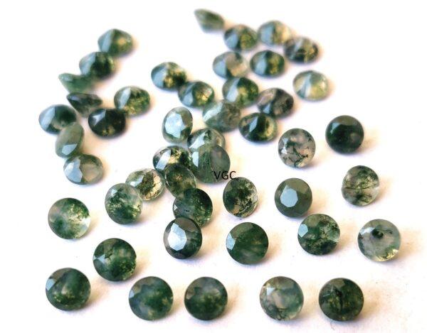 Natural Moss Agate 4 mm Round Cut Faceted – AAA Quality Moss Agate Round 4mm