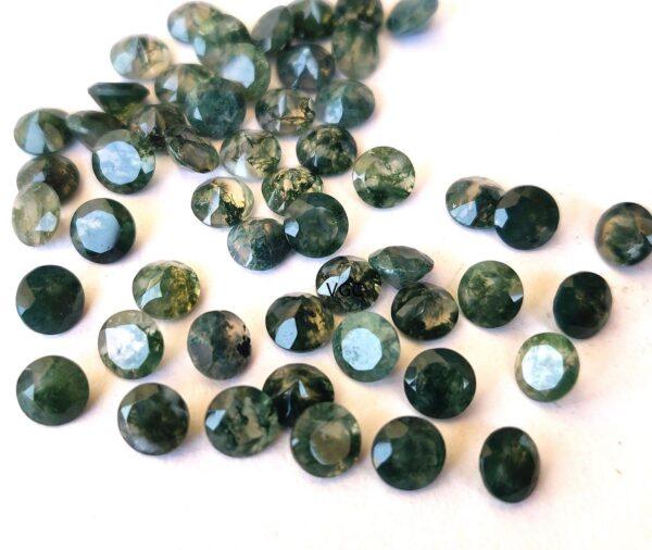 Natural Moss Agate 4 mm Round Cut Faceted – AAA Quality Moss Agate Round 4mm