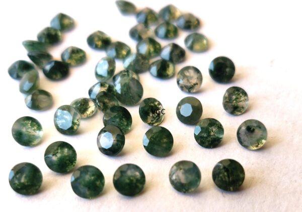 Natural Moss Agate 4 mm Round Cut Faceted – AAA Quality Moss Agate Round 4mm