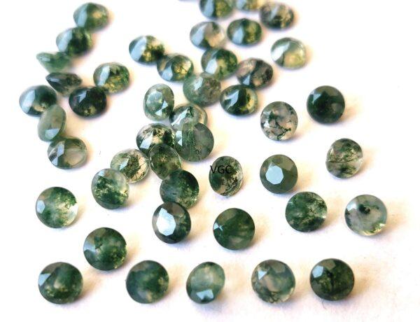 Natural Moss Agate 4 mm Round Cut Faceted – AAA Quality Moss Agate Round 4mm