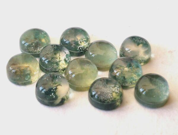 Natural Moss Agate 5 mm Round Doublet Cabochon – AAA Quality Moss Agate Round 5mm