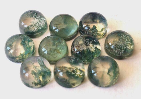 Natural Moss Agate 5 mm Round Doublet Cabochon – AAA Quality Moss Agate Round 5mm
