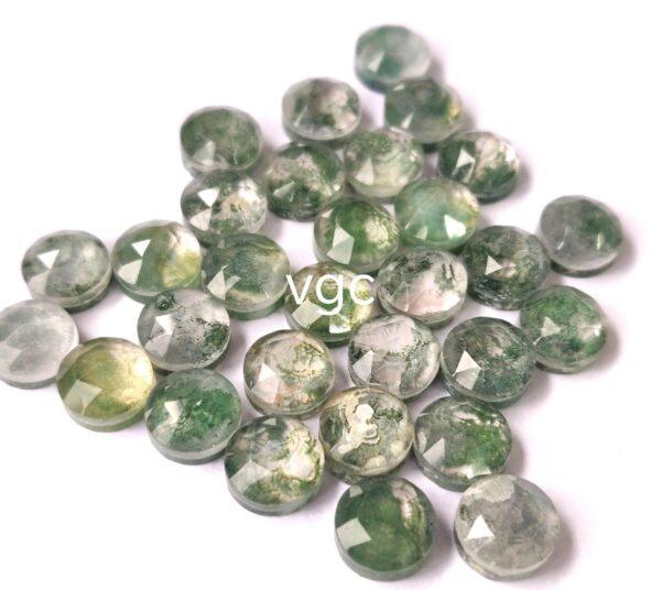 Natural Moss Agate 7 mm Round Doublet Rose Cut – AAA Quality Moss Agate Round 7mm