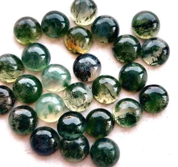 Natural Moss Agate 5 mm Round Cabochon – AAA Quality Moss Agate Round 5mm