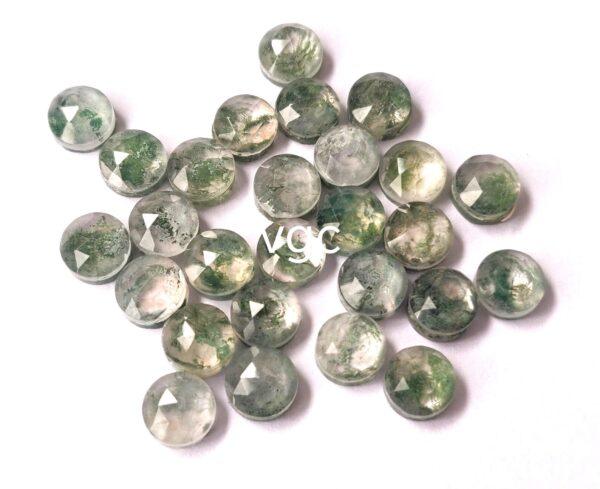 Natural Moss Agate 7 mm Round Doublet Rose Cut – AAA Quality Moss Agate Round 7mm