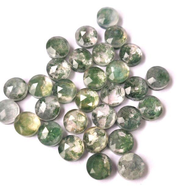 Natural Moss Agate 7 mm Round Doublet Rose Cut – AAA Quality Moss Agate Round 7mm