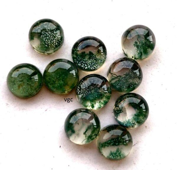 Natural Moss Agate 5 mm Round Doublet Cabochon – AAA Quality Moss Agate Round 5mm